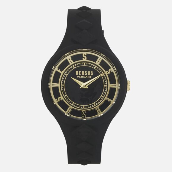 Versace Black Strap Watch W/ Case NEW